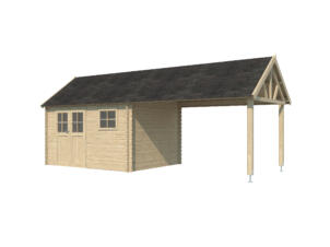 Woodlands Birmingham L houten tuinhuis 385x295x318 cm blokhut + extensie 375cm
