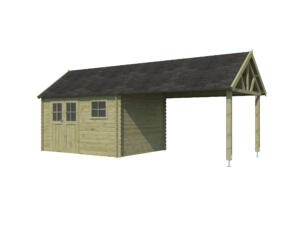 Woodlands Birmingham L houten tuinhuis 385x295x318 cm blokhut geïmpregneerd + extensie 375cm