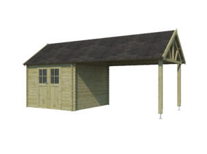 Woodlands Birmingham S abri de jardin en bois 295x295x318 cm chalet imprégné + extension 375cm