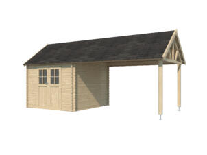 Woodlands Birmingham S houten tuinhuis 295x295x318 cm blokhut + extensie 375cm
