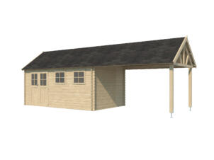 Woodlands Birmingham XL houten tuinhuis 505x295x318 cm blokhut + extensie 375cm