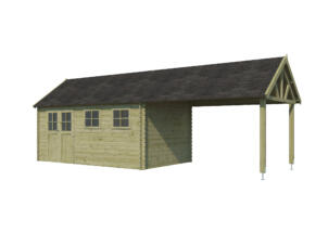 Woodlands Birmingham XL houten tuinhuis 505x295x318 cm blokhut geïmpregneerd + extensie 375cm