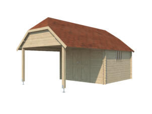 Woodlands Cardiff XL houten tuinhuis 355x355x341 cm blokhut + uitbreiding