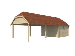 Woodlands Cardiff XXL abri de jardin en bois 355x355x341 cm chalet + double extension