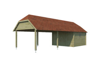 Woodlands Cardiff XXL houten tuinhuis 355x940x315 cm blokhut geïmpregneerd
