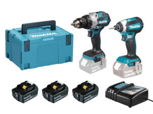 Makita DHP489 perceuse-visseuse à percussion sans fil 18V Li-Ion + DTD153 visseuse à percussion sans fil 18V Li-Ion + 3 batteries + chargeur
