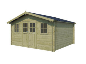 Gardenas Davos XL houten tuinhuis 415x385x248 cm blokhut geïmpregneerd anticondensbescherming