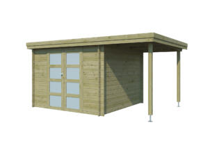 Gardenas Ervik II houten tuinhuis 295x295x219 cm blokhut geïmpregneerd + extensie 150cm