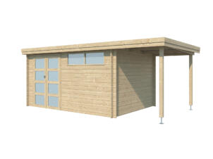 Gardenas Ervik III houten tuinhuis 415x295x219 cm blokhut + extensie 150cm