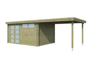Gardenas Ervik III houten tuinhuis 415x295x219 cm blokhut geïmpregneerd anticondensbescherming + extensie 300cm