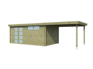 Gardenas Ervik IV abri de jardin en bois 505x295x219 cm chalet imprégné protection anticondensation + extension 300cm