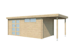 Gardenas Ervik IV houten tuinhuis 505x295x219 cm blokhut + extensie 150cm