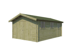 Woodlands Kirkenes garage 565x385x255 cm shingles hout geïmpregneerd