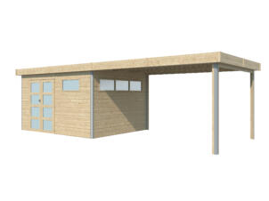 Woodlands Kyoto II abri de jardin 385x295x235 cm bois panneaux d'isolation + extension 400cm