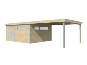 Woodlands Kyoto V abri de jardin 485x385x235 cm bois panneaux d'isolation + extension 400cm