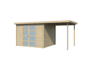 Gardenas Nice houten tuinhuis 295x250x208 cm blokhut + extensie 200cm
