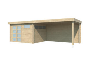 Woodlands Ottawa I houten tuinhuis 355x295x230 cm blokhut anticondensbescherming + extensie 400cm