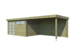Woodlands Ottawa II houten tuinhuis 415x295x230 cm blokhut geïmpregneerd anticondensbescherming + extensie 400cm