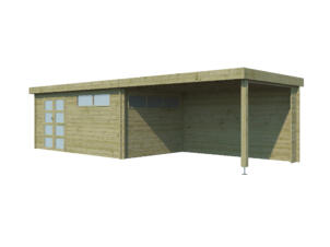 Woodlands Ottawa IV houten tuinhuis 505x295x230 cm blokhut geïmpregneerd anticondensbescherming + extensie 400cm