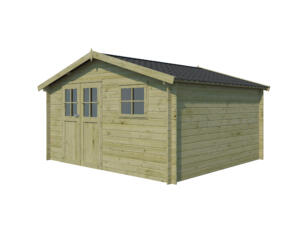 Gardenas Palermo XL houten tuinhuis 415x385x248 cm blokhut geïmpregneerd anticondensbescherming