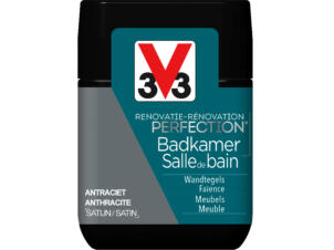 V33 Perfection tester renovatieverf badkamer zijdeglans 75ml antraciet