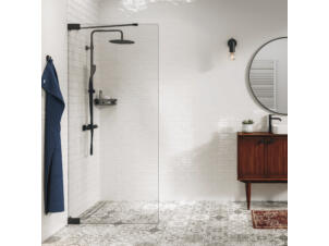 Sealskin Pure A3 douche à l'italienne 100x200 cm verre clair noir mat