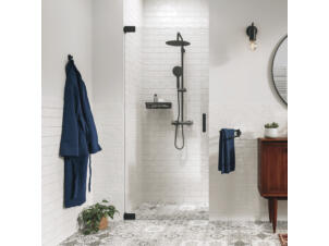Sealskin Pure porte de douche pivotante 90x200 cm verre clair noir mat