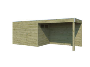 Woodlands QB I houten tuinhuis 300x210x216 cm hout geïmpregneerd + extensie 300cm