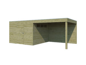 Woodlands QB II houten tuinhuis 300x300x216 cm hout geïmpregneerd + extensie 300cm