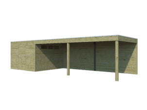 Woodlands QB II houten tuinhuis 300x300x216 cm hout geïmpregneerd + extensie 600cm