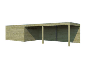 Woodlands QB III houten tuinhuis 420x300x216 cm hout geïmpregneerd + extensie 600cm