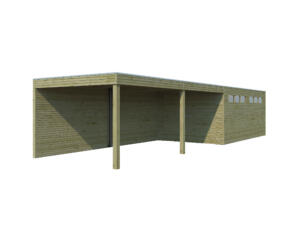 Woodlands QB garage 300x510x216 cm + extension 600cm bois imprégné