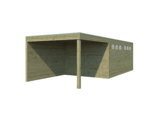 Woodlands QB garage 300x510x216cm + extension 300cm bois imprégné