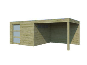 Woodlands QBS II houten tuinhuis 300x300x216 cm hout geïmpregneerd + extensie 300cm