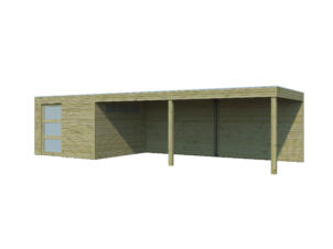 Woodlands QBS II houten tuinhuis 300x300x216 cm hout geïmpregneerd + extensie 600cm