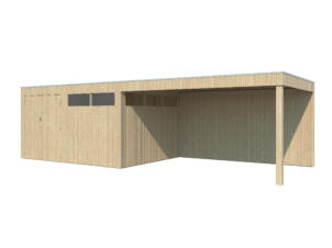 Woodlands QBV L houten tuinhuis 399x298x220 cm blokhut + extensie 403cm