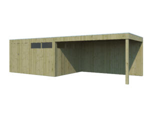 Woodlands QBV L houten tuinhuis 399x298x220 cm hout geïmpregneerd + extensie 403cm