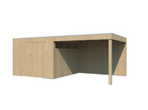 Woodlands QBV M houten tuinhuis 298x298x220 cm blokhut + extensie 302cm
