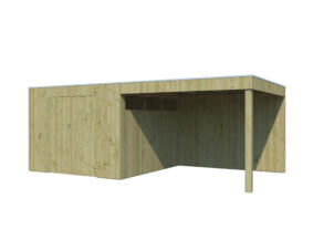 Woodlands QBV M houten tuinhuis 298x298x220 cm hout geïmpregneerd + extensie 302cm