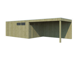 Woodlands QBV XL houten tuinhuis 500x298x220 cm hout geïmpregneerd + extensie 403cm