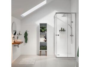 Sealskin Seev 4-delige hoekinstap met schuifdeuren 90x90x195 cm helder glas hoogglans zilver